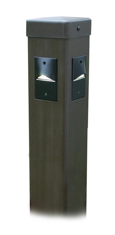 White LED Illuminated Bollard, Black, Anchor Base, 3 Luminaires Black, 120 VAC